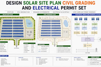 design solar site plan civil grading and electrical permit set