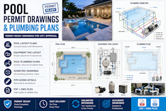 create pool permit drawings and pool plumbing plans for city approval