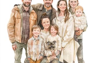 paint a family or couple portrait, handdrawn, noai