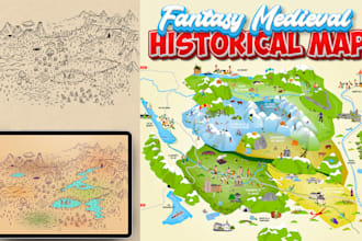 design custom fantasy, medieval map, historical rpg and historical animated map