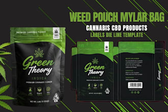 design weed pouch, mylar bag cannabis cbd product labels, dieline template
