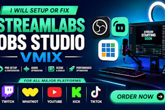 setup or fix streamlabs obs studio vmix for twitch whatnot youtube kick tiktok