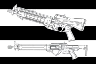 high quality weapon concept art for gaming and more