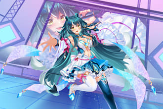 draw anime illustration and vtuber art for debut or key visual