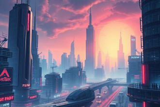 do cyberpunk scifi futuristic city