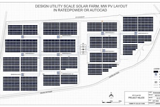 design utility scale solar farm, mw pv layout in ratedpower or autocad