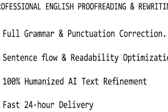 proofread, copy edit, professionally rewrite your text