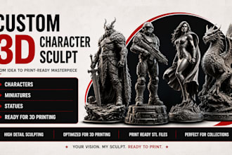 sculpt custom 3d characters, miniatures, and statues for 3d printing