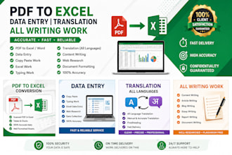 do pdf excel translation and writing work