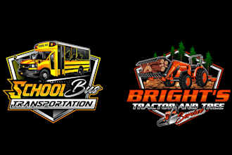 design superb unique bus and tree service logo with satisfaction guaranteed