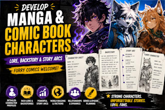 develop manga comic book characters lore backstory and story arcs furry comics