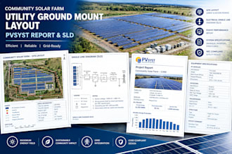 design community solar farm utility ground mount layout pvsyst report sld