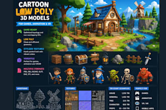 create stunning low poly 3d models for games, animation and VR
