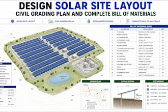 design solar site layout civil grading plan and complete bill of materials