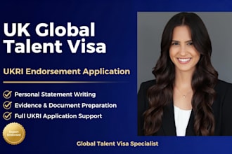 provide strong ukri endorsement application for your uk global talent visa