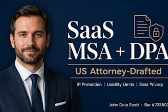 draft your saas master service agreement legal contract and dpa as a US attorney