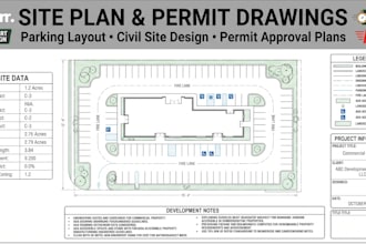 draw permit driveway plan parking lot garage porch and architectural site plan