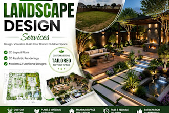design realistic 2d and 3d landscape layouts for your garden, backyard, outdoor