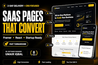 do saas landing page design in framer or react for startups