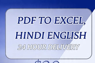 do 5 pages PDF to excel or hindi english typing