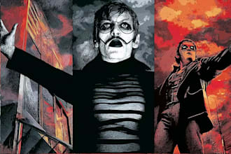 illustrate horror, scifi, superhero poster