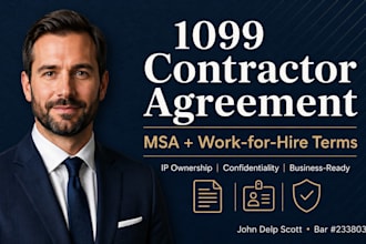 draft independent contractor msa and 1099 service agreement as a US attorney