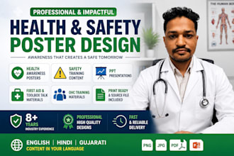 create professional health awareness posters for workplace safety