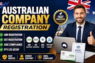 register australian company, abn, gst and anic, compliance fast