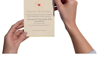 luxury wedding invitation card with gold border