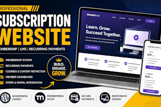 membership subscription website design memberpress lms recurring payments expert