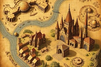 illustrate medieval fantasy and sci fi maps