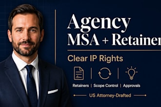 draft agency msa and client retainer contract with clear IP terms rights