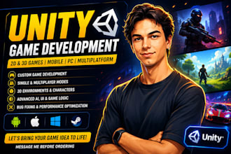 do unity game development, unity 2d game, unity 3d game, multiplayer game