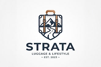 design a professional suitcase brand logo for travel, luggage
