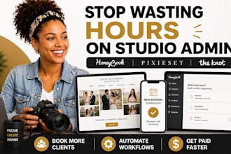 setup honeybook crm, pixieset photography vagaro website, calendly automation