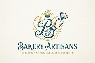 design a professional pastry bag logo for bakeries, cake shops and dessert brand