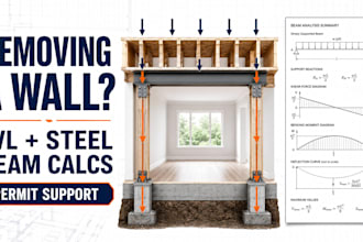 provide lvl or steel beam calculations for load bearing wall removal