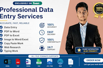 do expert data entry, typing work, and PDF to word conversion