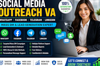 boost social media engagement withwhatsapp facebook telegram linkedin mass dm VA