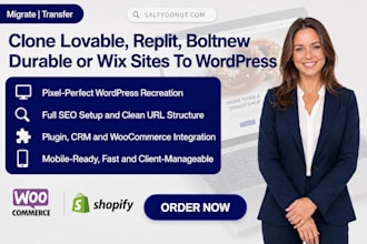 clone migrate lovable, replit, durable boltnew or wix website to wordpress