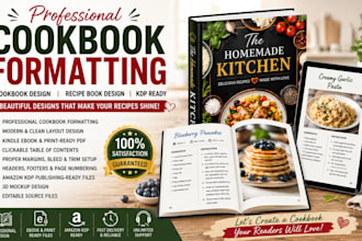 do cookbook formatting, recipe book design, kindle ebook formatting for KDP