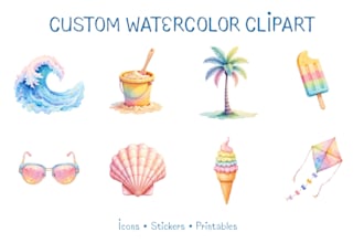 create custom watercolor clipart sets and icons