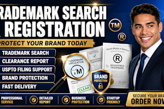 conduct trademark search, clearance report and trademark registration