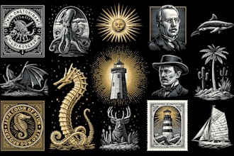 make best illustration in vintage and retro styles