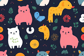 create seamless pattern design for kids textile home deco