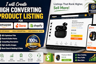 write amazon, shopify, etsy and daraz product listings