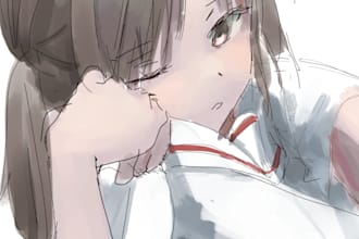 draw simple colored sketches in anime style