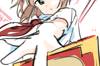 illustrate simple colored sketches in anime style