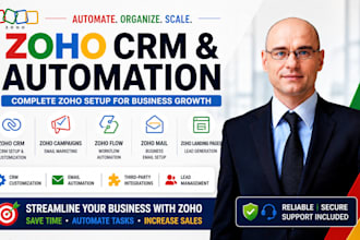 setup zoho crm, zoho campaigns zoho automation zoho flows mail zoho landing page