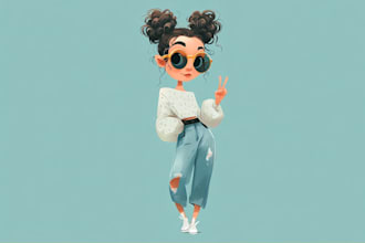 illustrate cute cartoon character portrait